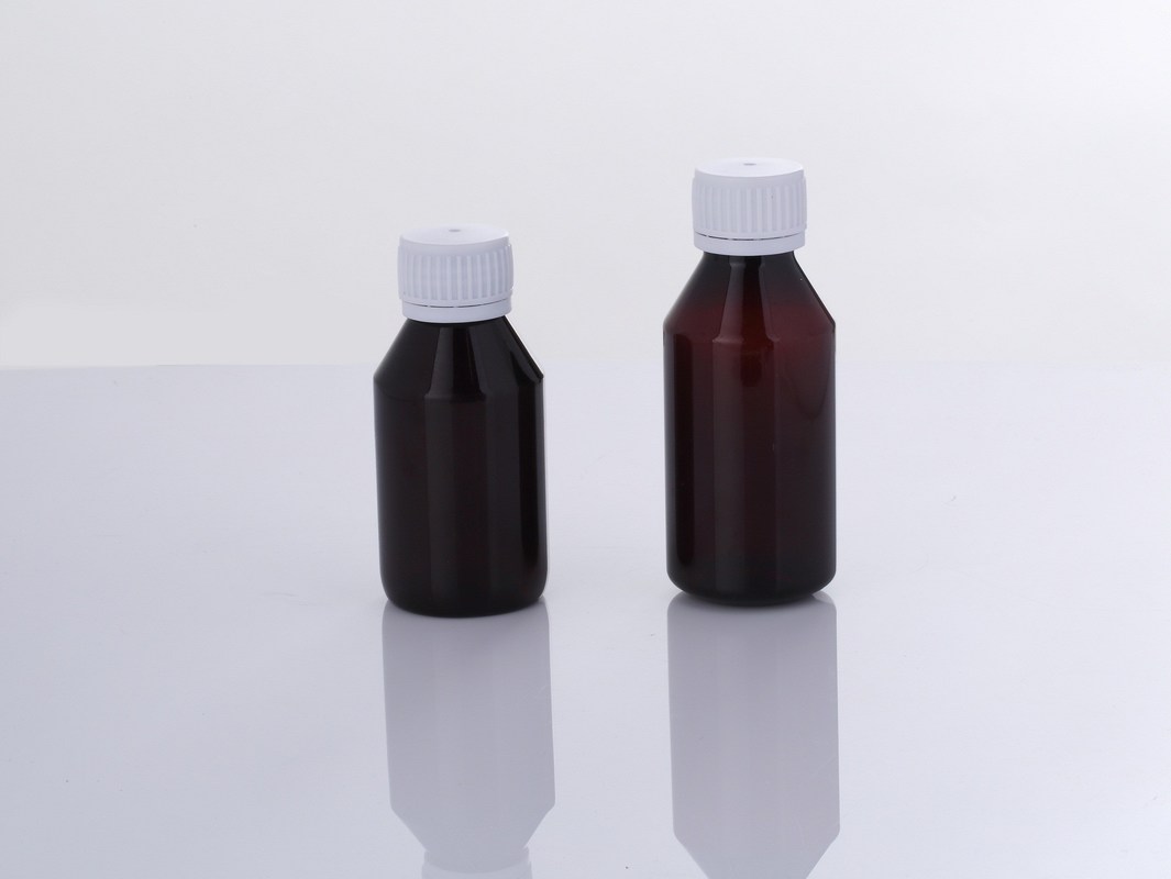 Syrup Round PE Liquid Medicine Bottles Clear Screw Cap